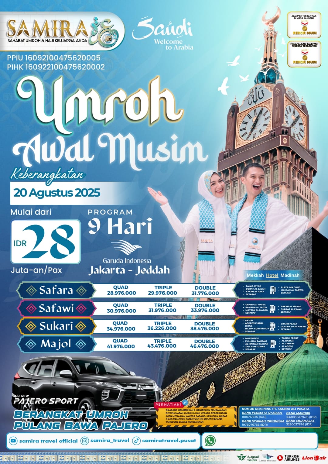 Umroh awal musim 9 hari CGK - JDH