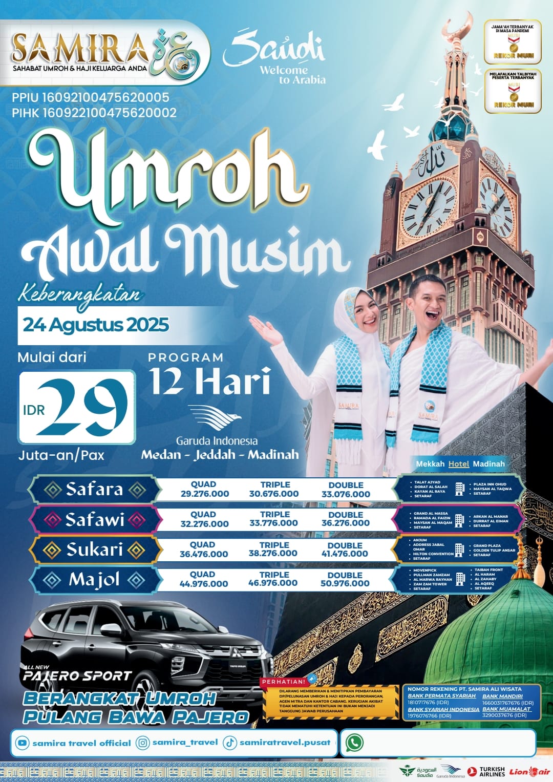 Umroh 12 Hari Medan jeddah Madinah