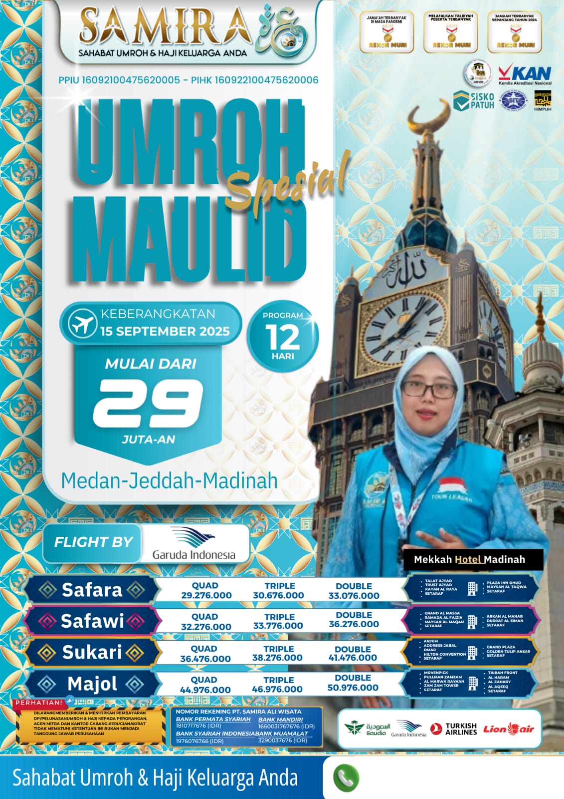 Umroh 12 hari Sept'2025 Medan - Jeddah - Madinah