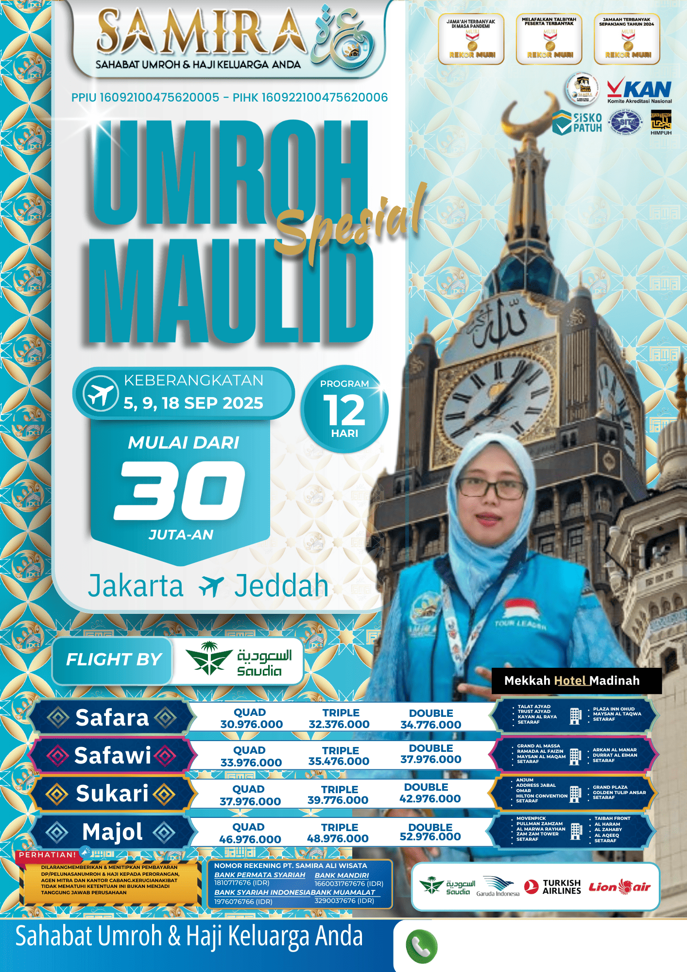 Umroh 12 Hari Sept'25 Jakarta - Jeddah