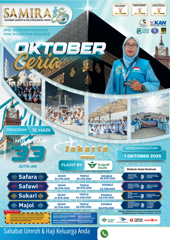Umroh 16D Okt'25 Jakarta - Jeddah _ By Saudia Airlines
